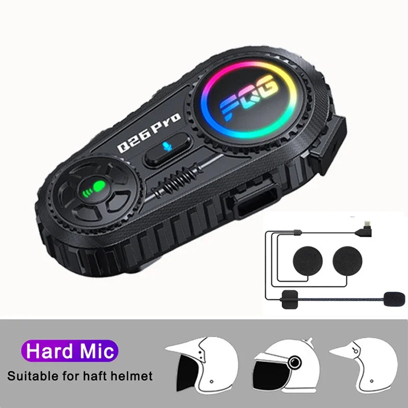 Bluetooth 6.0 Motorcycle Helmet Intercom Headset