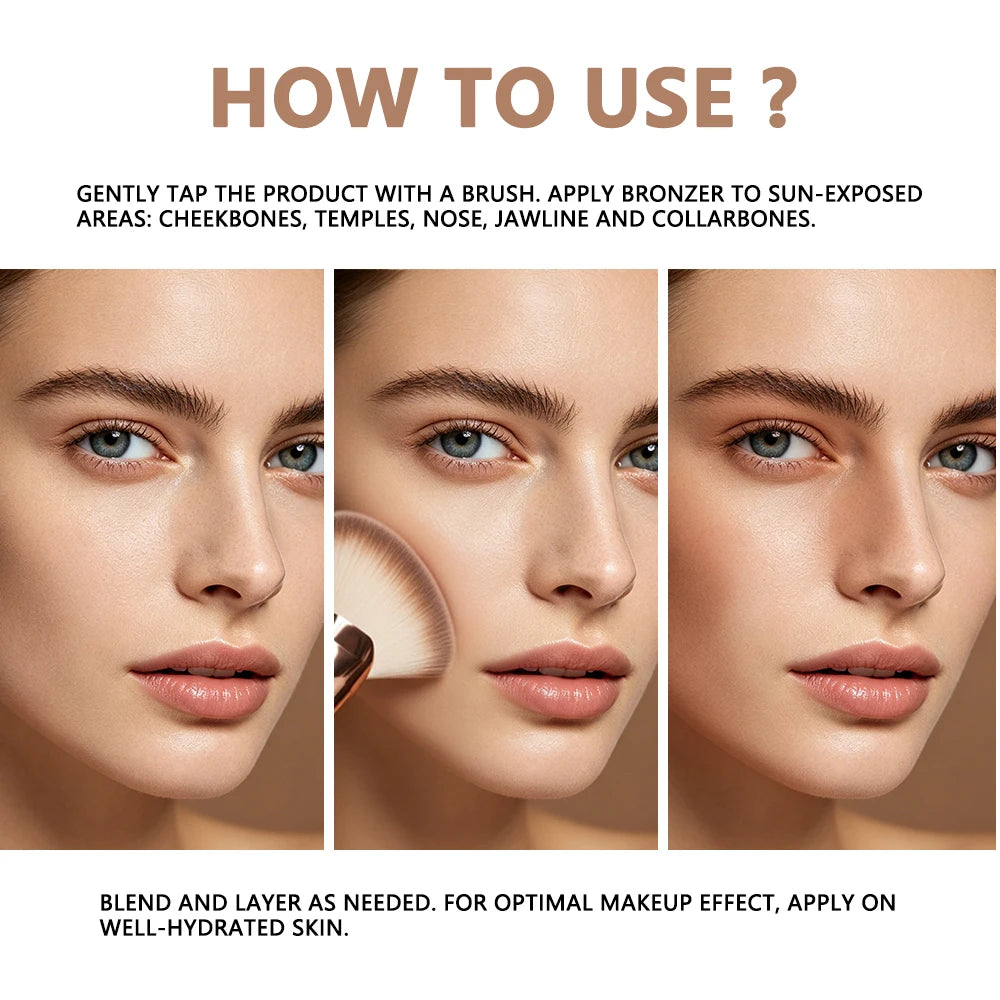 Soft Matte Bronzer Powder for Natural Face Contouring - 12