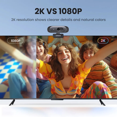2K HD USB Webcam with Dual Microphones for Streaming and Video Calls