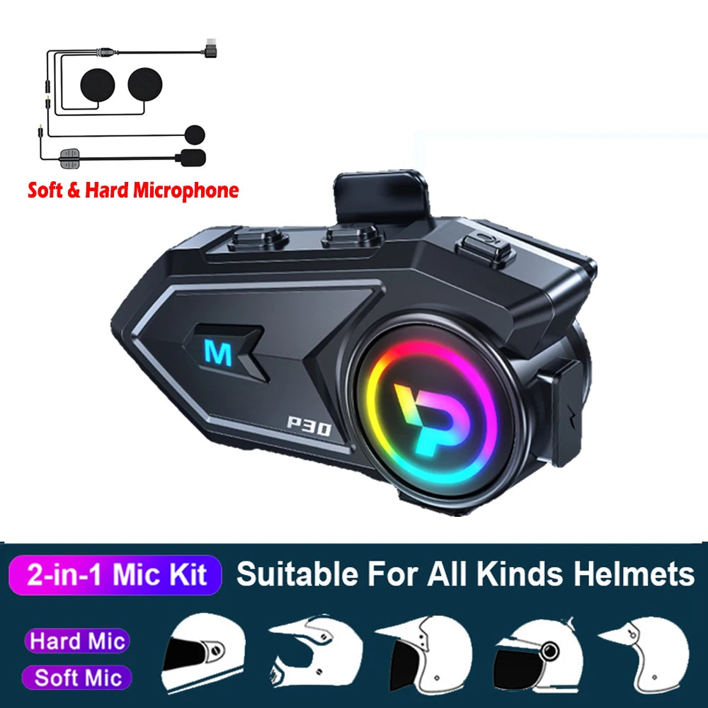 Motorcycle Helmet Bluetooth Intercom Headset 300M Range