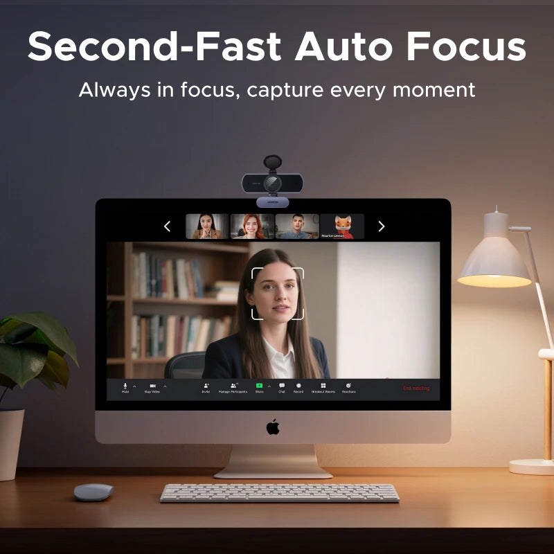 4K Ultra HD Webcam with Dual Microphone for Streaming and Video Calls