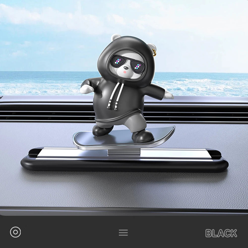 Skateboard Bear Car Dashboard Ornament with Slide Rail