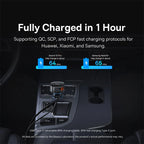 60W Fast Dual Port Car Charger with Retractable Cable