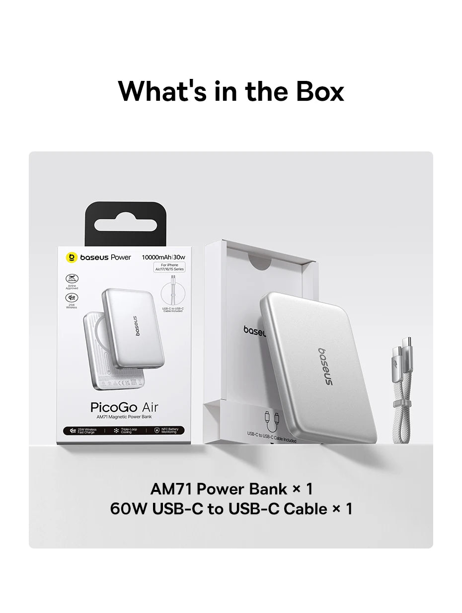 10000mAh Magnetic Wireless Power Bank with 30W Fast Charging