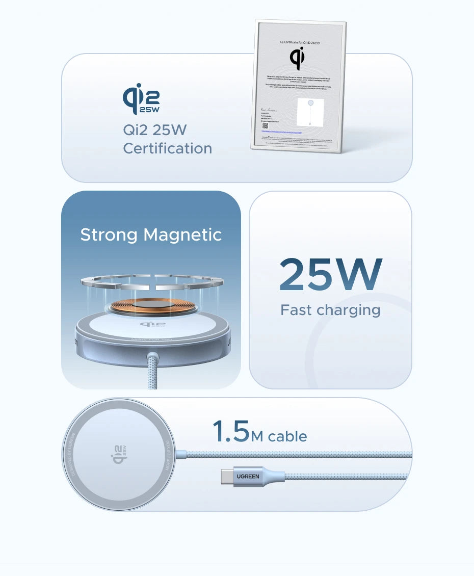 25W Qi2 Magnetic Fast Wireless Charging Pad for iPhone