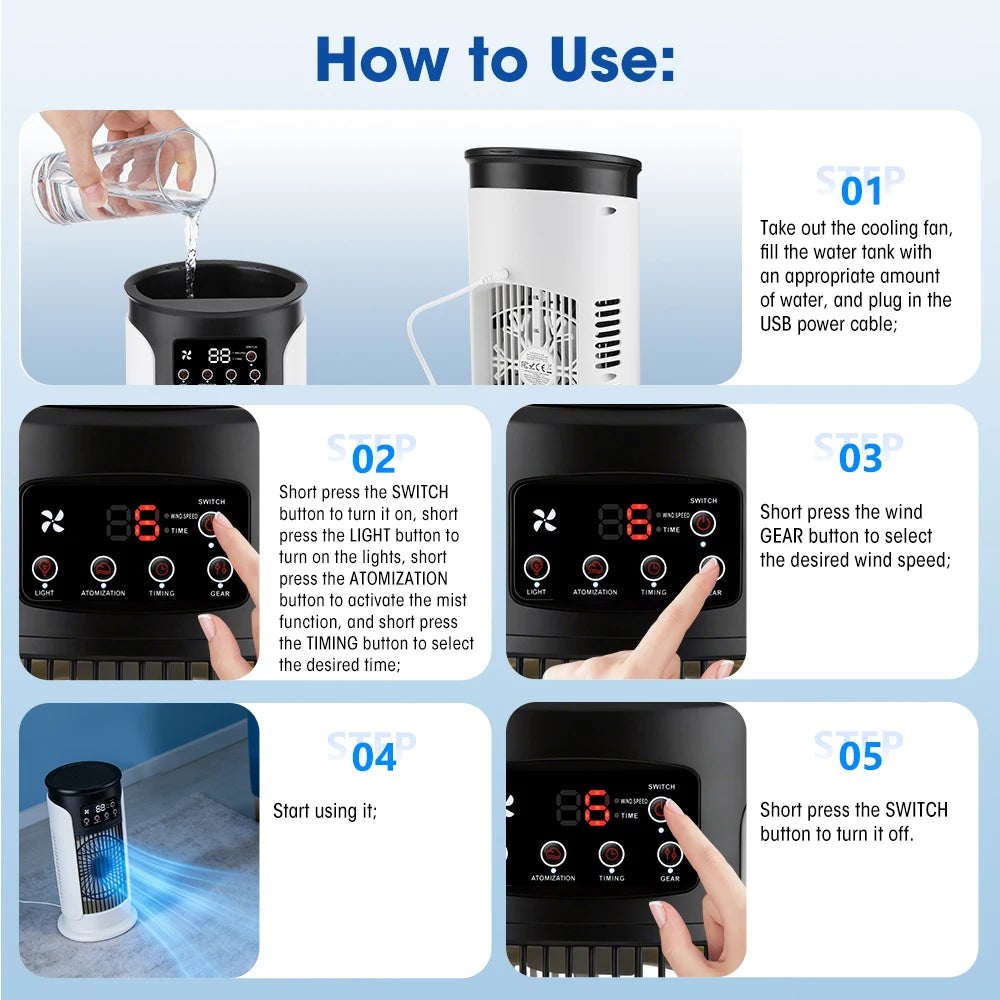 Portable Desktop Air Cooler and Humidifier Fan - 13