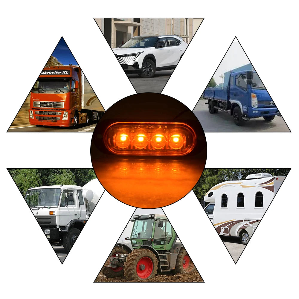 4 LED Side Marker Indicator Light for Cars Trucks Trailers 12V 24V