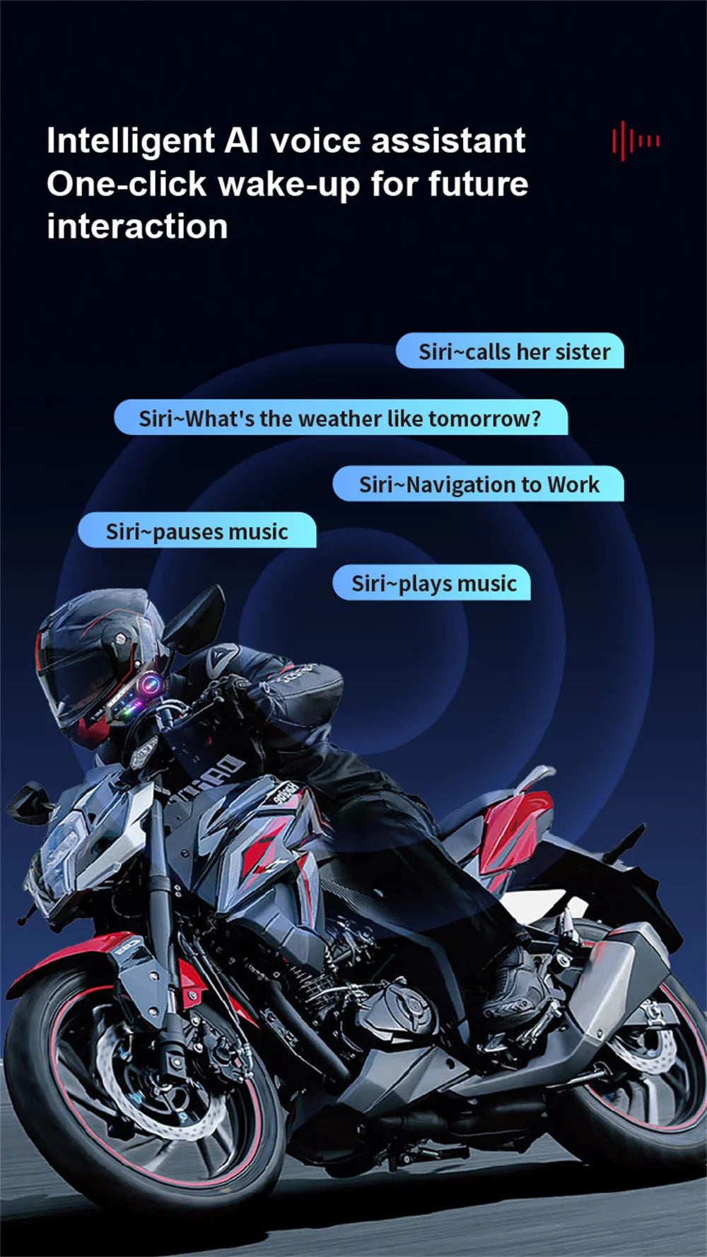 Motorcycle Helmet Bluetooth Intercom Headset with FM Radio - 21