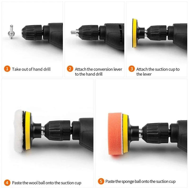 11 Piece Car Polishing Sponge Pad and Buffer Kit for Vehicle Detailing