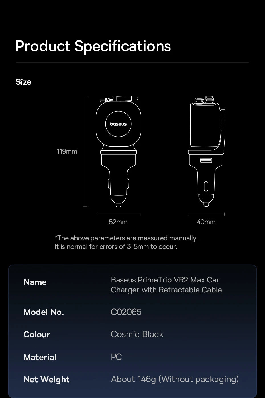 4-Port Fast Car Charger with Retractable Cables
