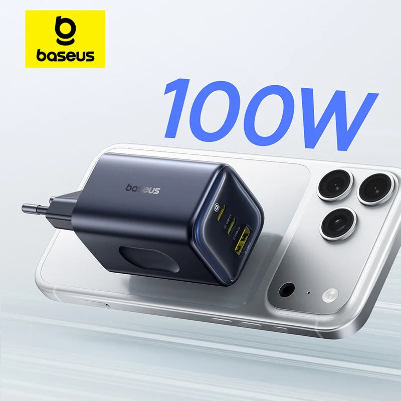 100W GaN 3-Port Fast Wall Charger for Laptops and Smartphones
