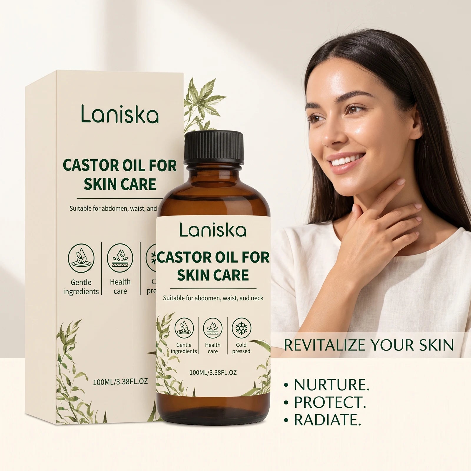 Cold Pressed Castor Oil for Body Skin Hydration and Massage - 3
