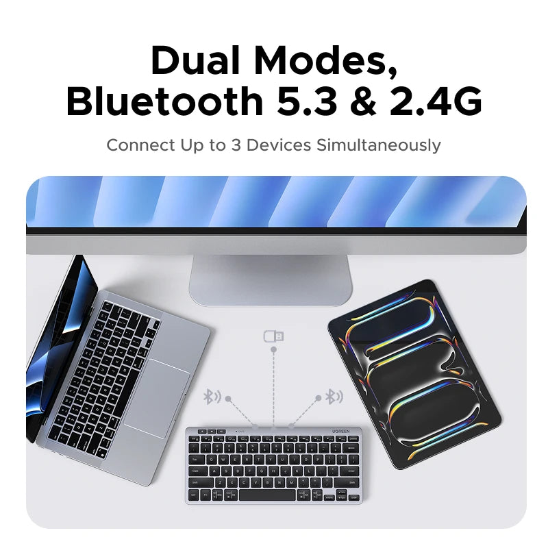 Dual-Mode Bluetooth 5.3 & 2.4G Slim Wireless Keyboard - 2