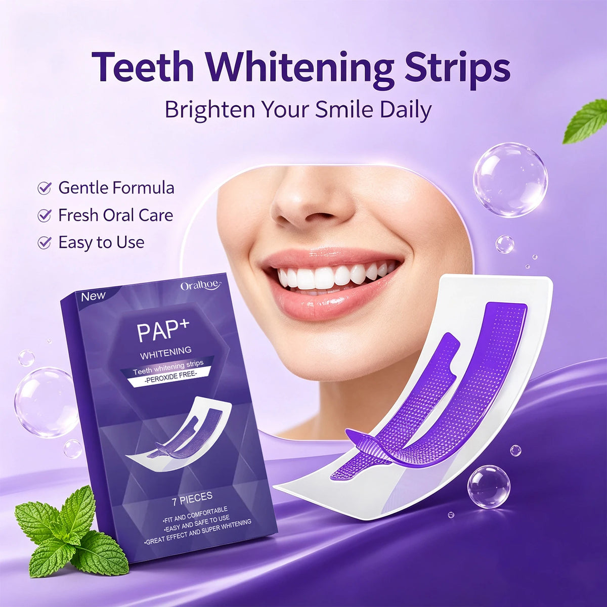 Gentle Peroxide-Free Teeth Whitening Strips