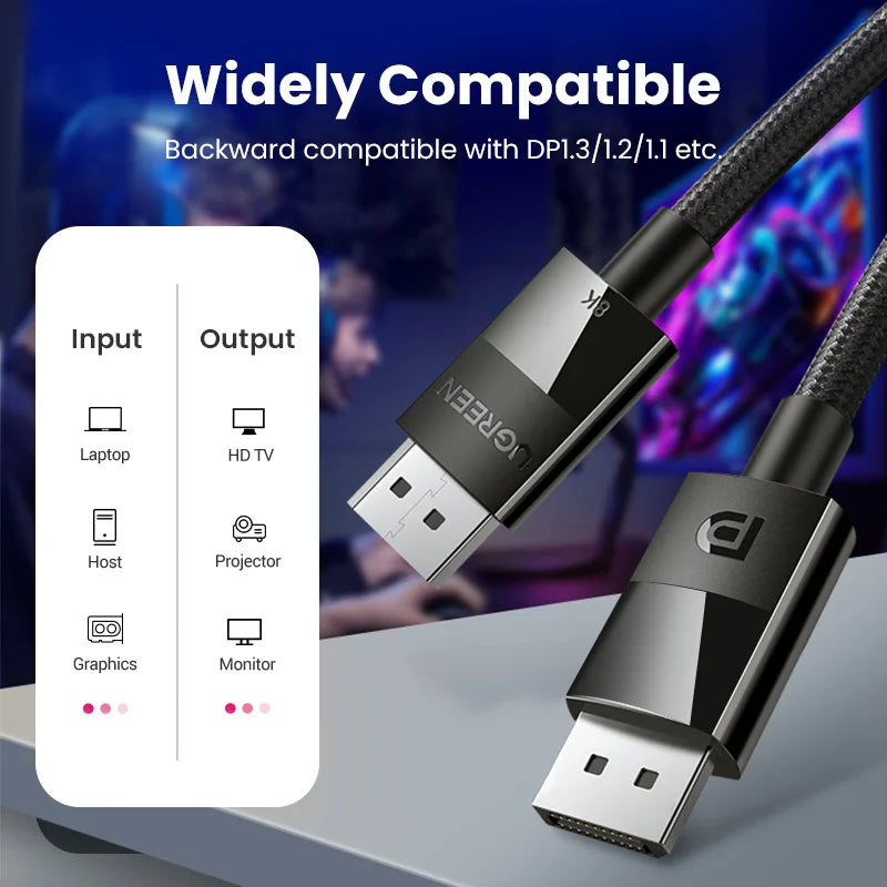 8K DisplayPort 1.4 Cable 32.4Gbps for Gaming Monitors and PCs - 3