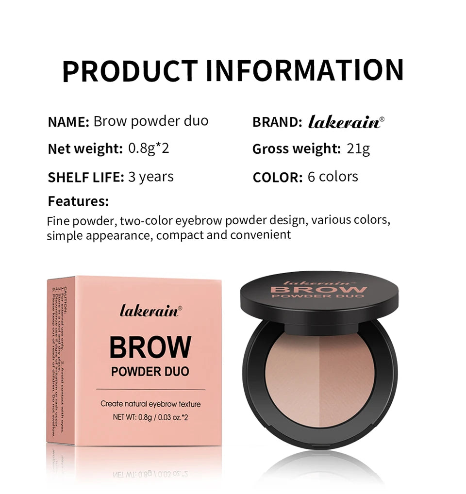 Dual-Tone Eyebrow Powder Palette with Brush - 13