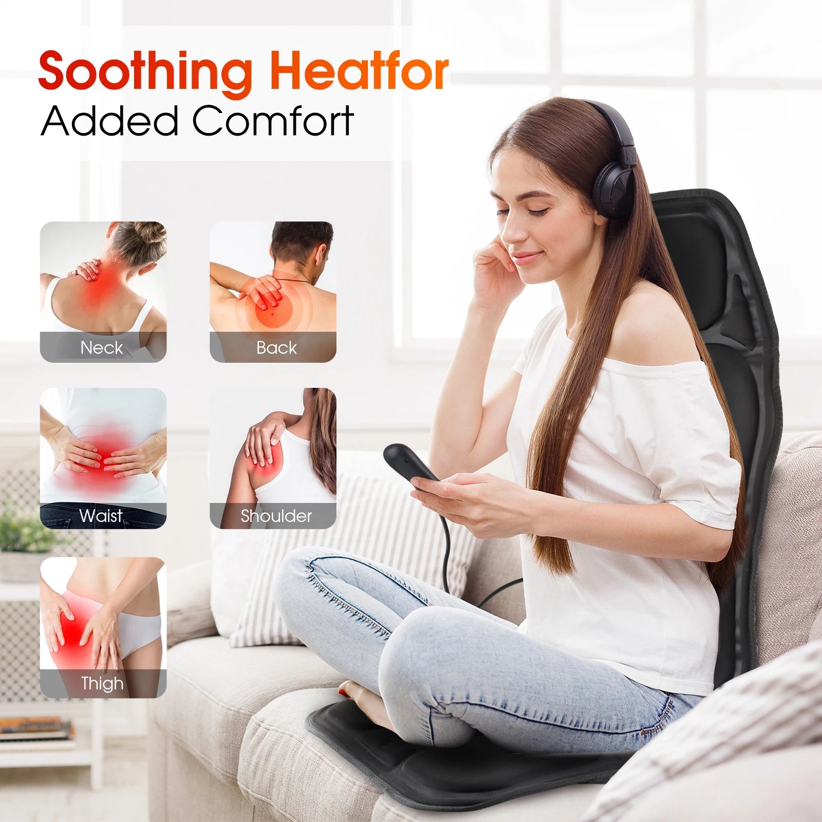 Full-Body Electric Heated Massage Chair Cushion - 8