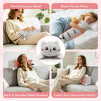 USB Heated Cat Plush Pillow for Pain Relief