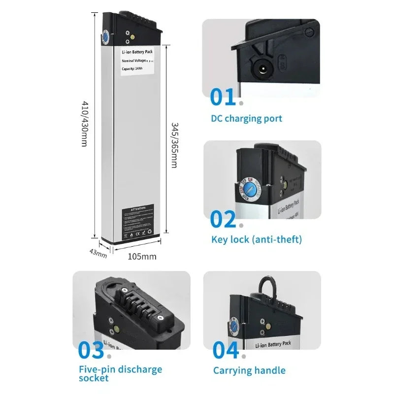 36V Lithium-Ion E-Bike Replacement Battery Pack