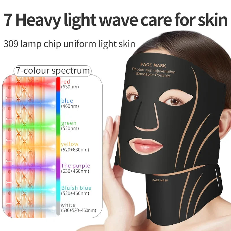 7-Color LED Face and Neck Light Therapy Mask