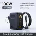 100W GaN Fast Charger with Digital Power Display and Foldable Plug