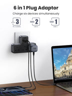 6-in-1 UK Plug Power Strip with 30W USB-C Fast Charging