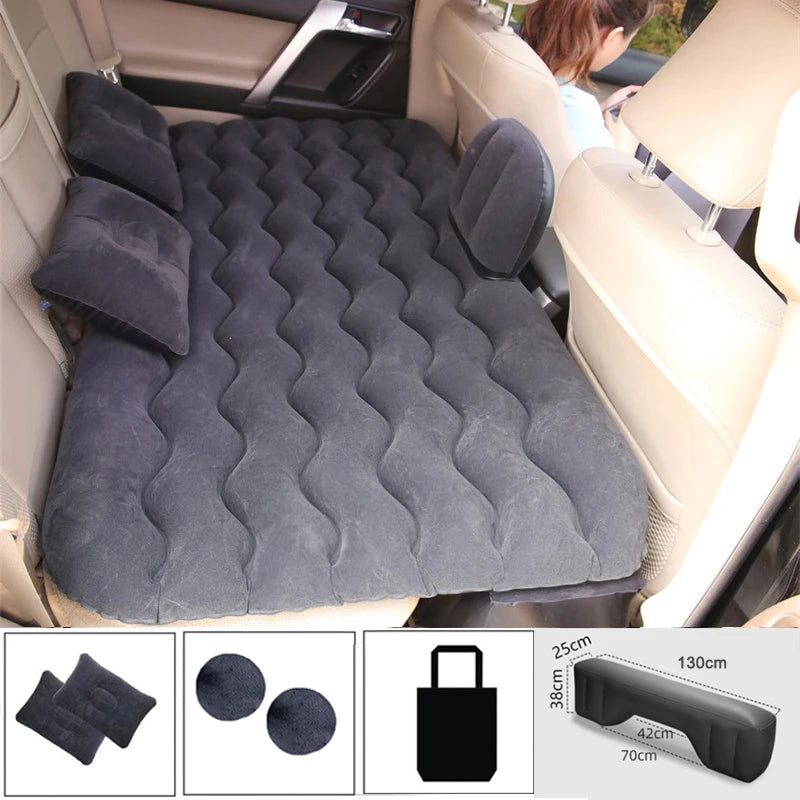 Inflatable Car Back Seat Mattress Bed with Pillows and Storage Bag