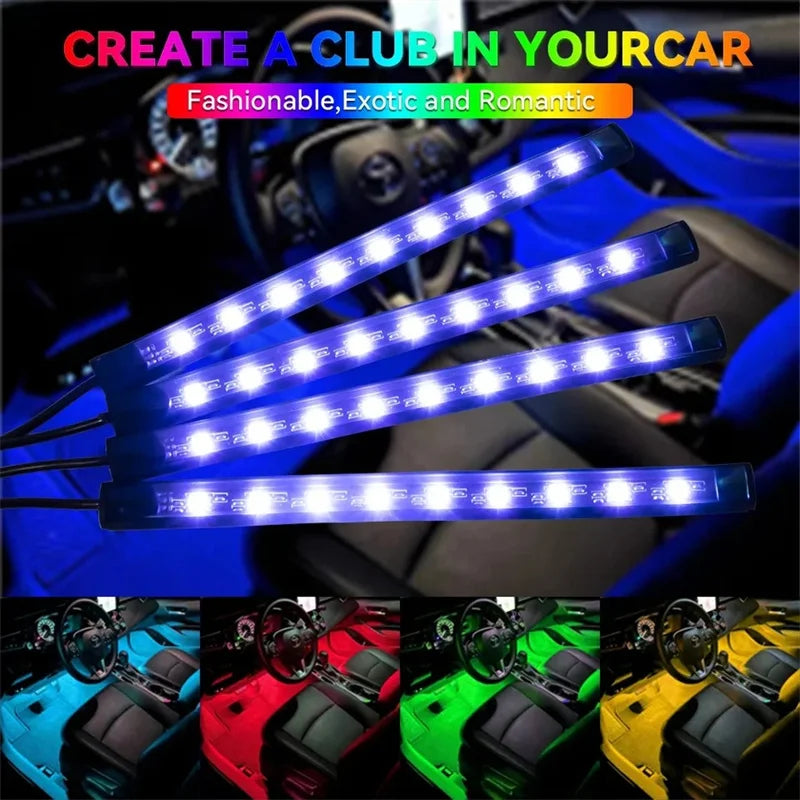 48 LED RGB Car Interior Foot Light Kit with App and Remote Control