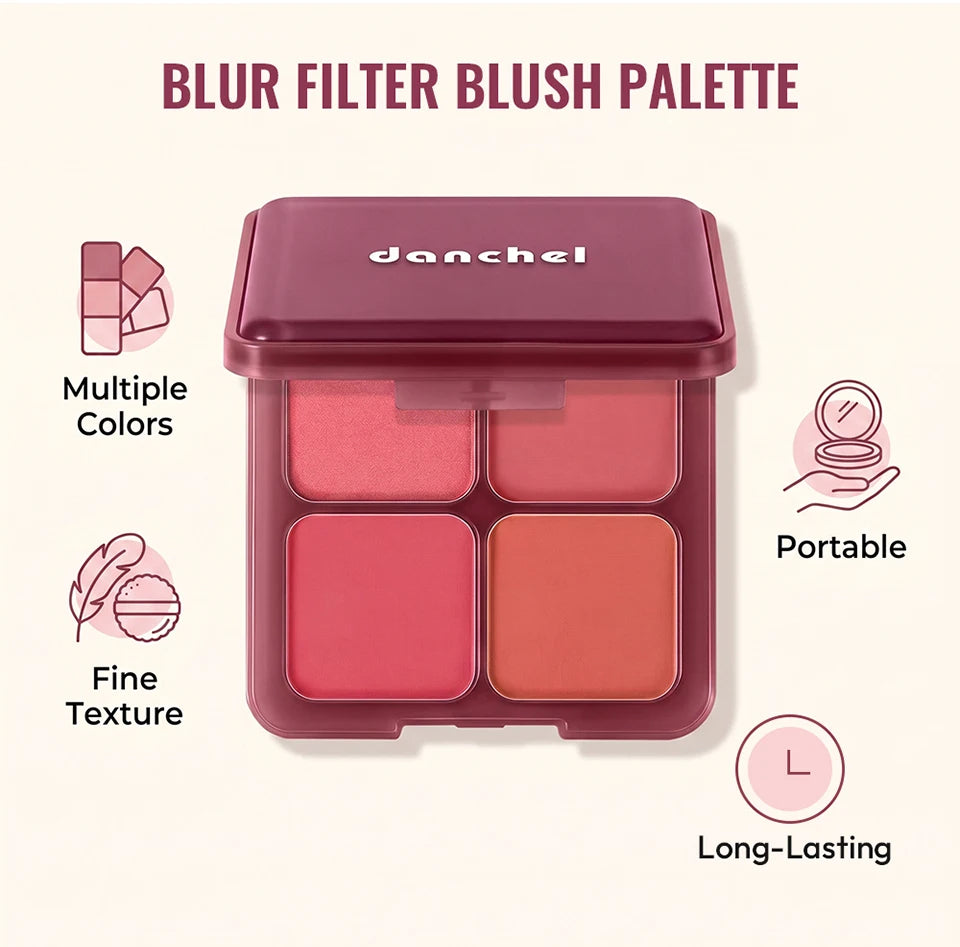 4-Shade Matte and Shimmer Blush Palette - 9