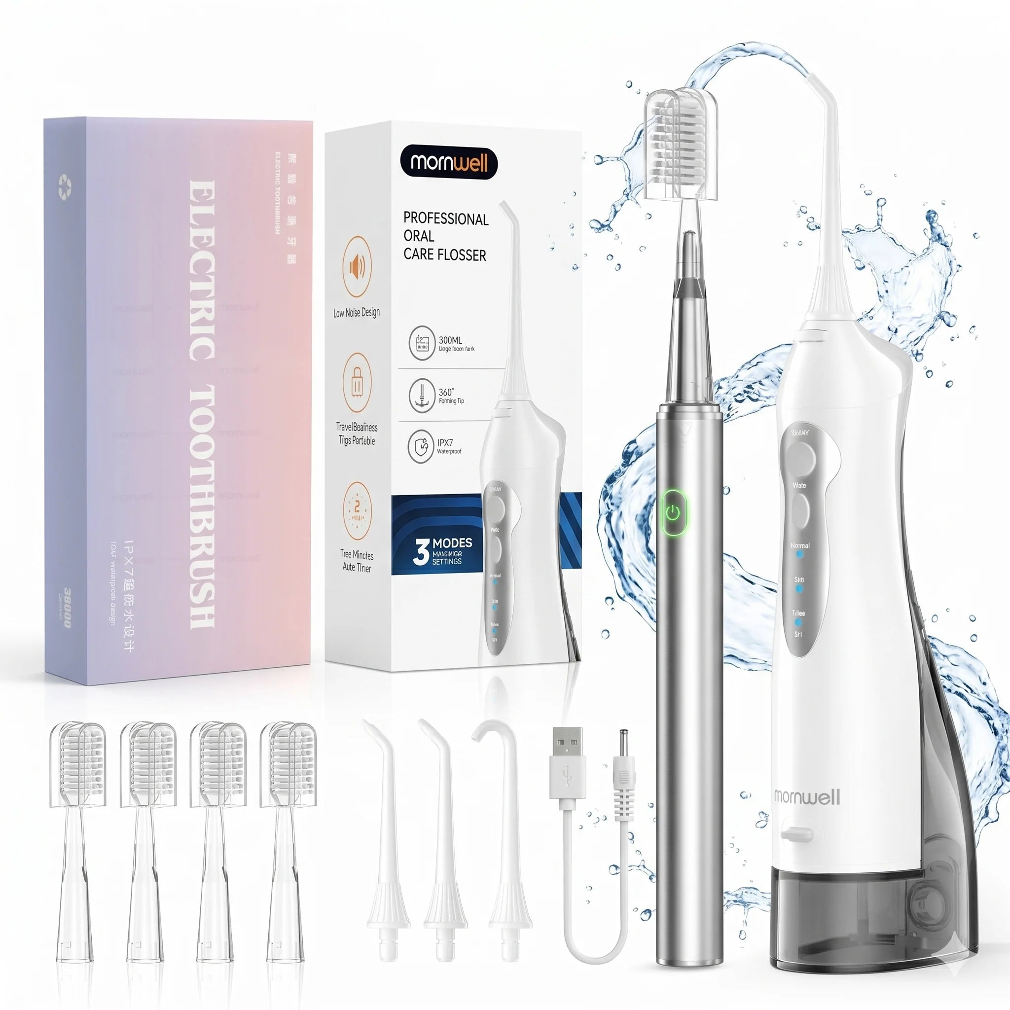 Portable Water Flosser and Electric Toothbrush Dental Care Set - 1
