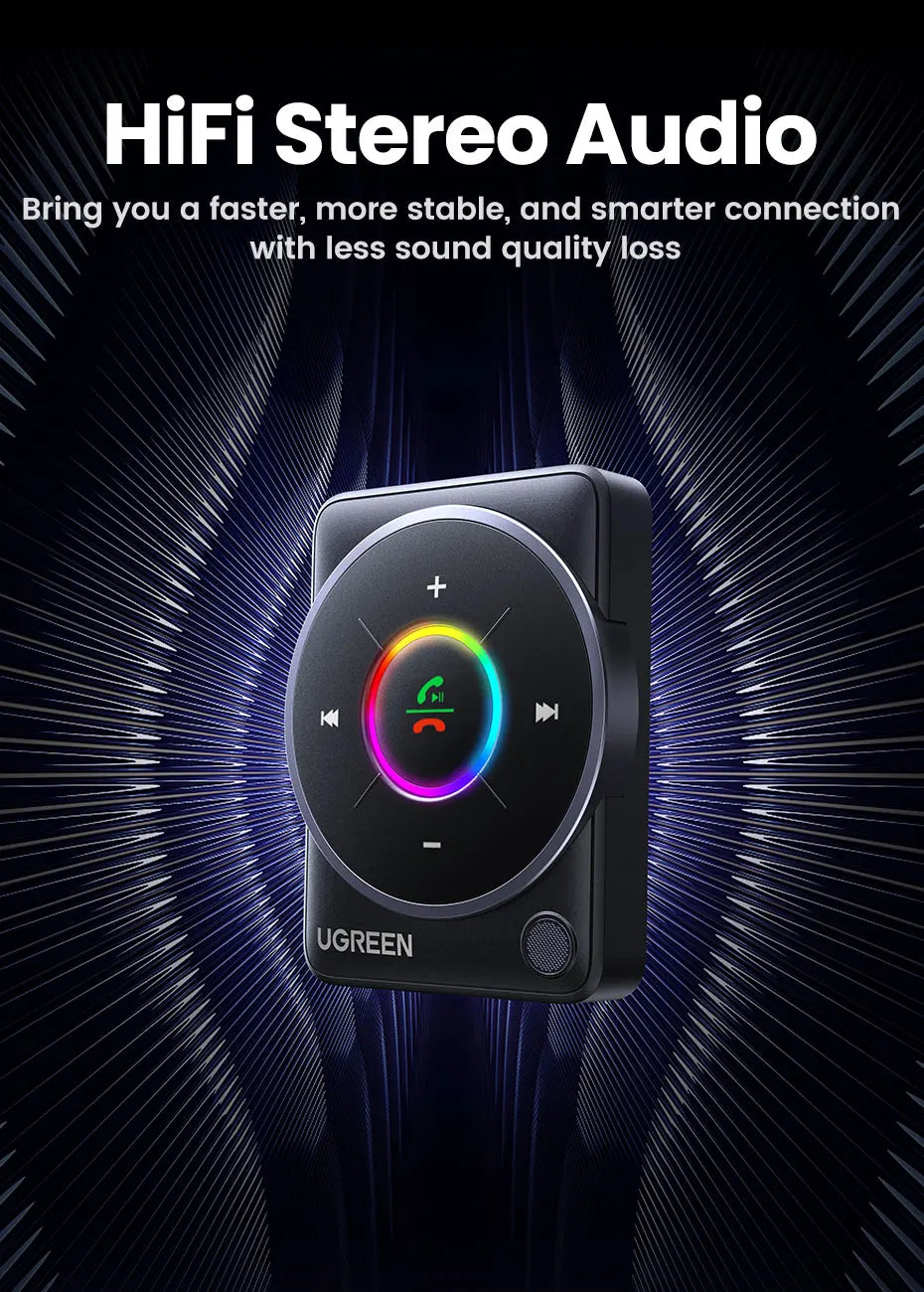 Bluetooth 5.4 Car Aux Receiver with Noise-Cancelling Mic