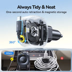 45W Dual USB-C Fast Car Charger with Retractable Cable