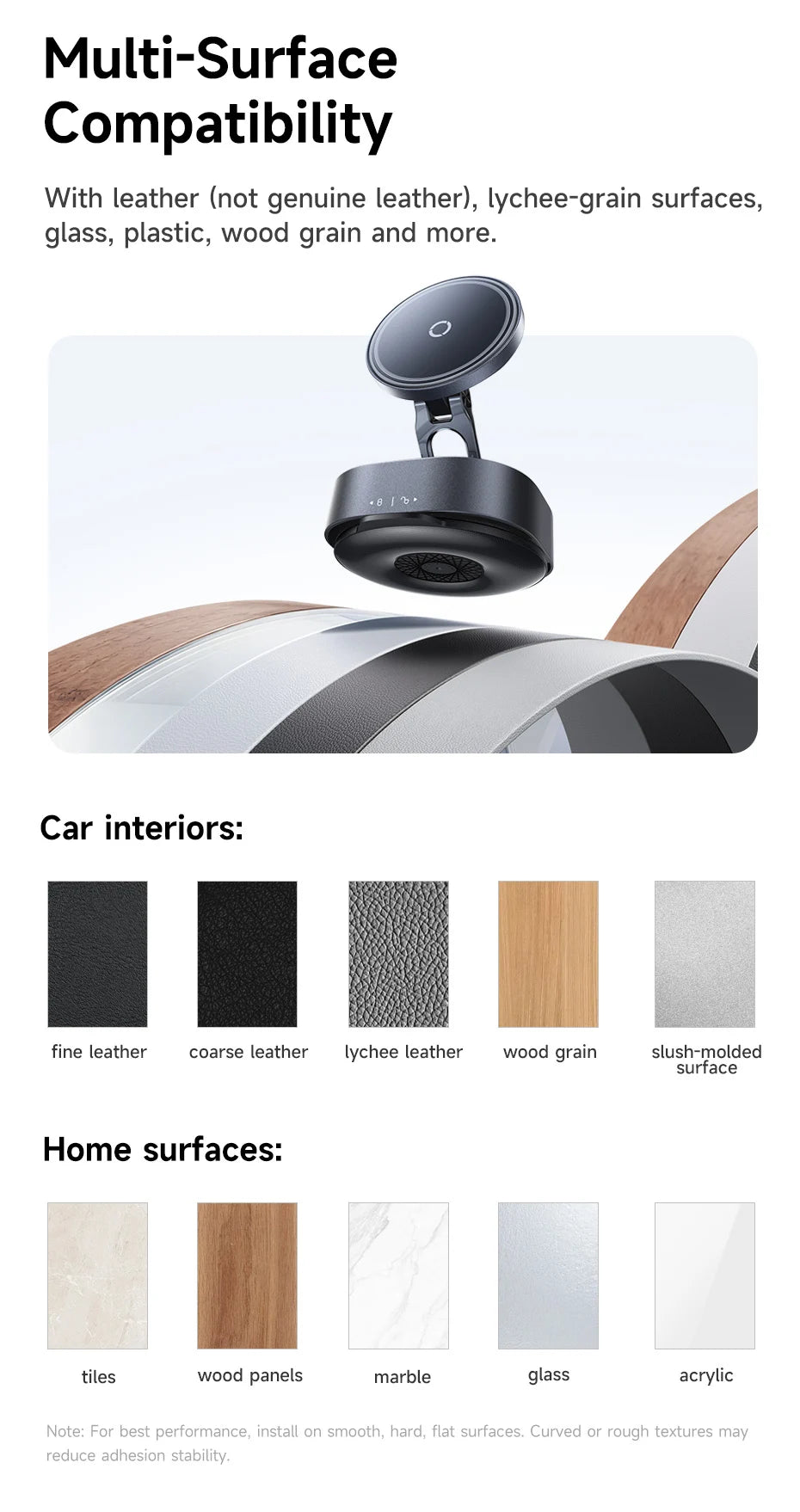 Magnetic Wireless Charging Car Mount with Vacuum Suction