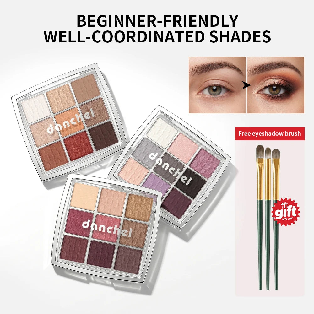 9-Color Eyeshadow Palette with Makeup Brush - 1