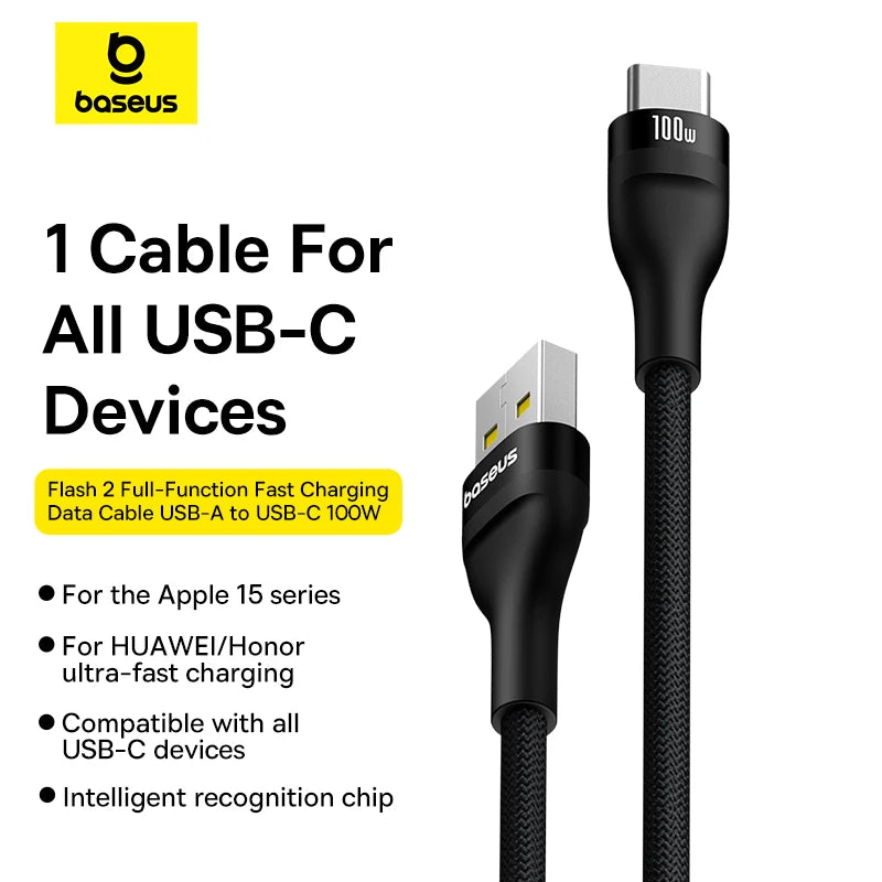100W USB-C Fast Charging Data Cable for Smartphones and Tablets - 2