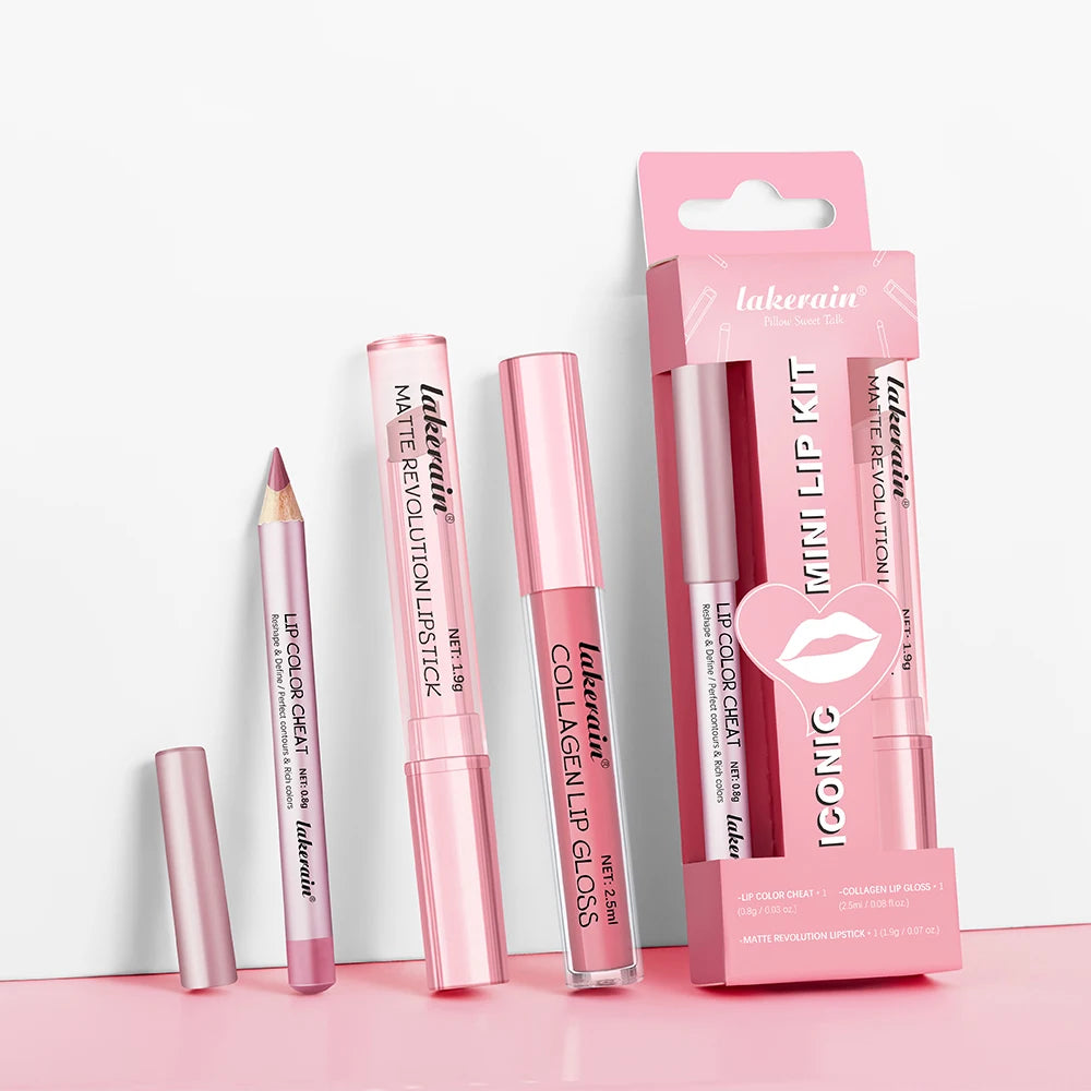 3-Piece Matte Lipstick and Lip Gloss Makeup Set - 3