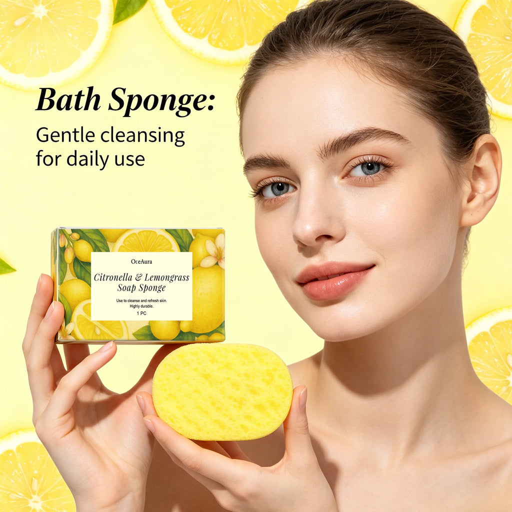 Exfoliating Lemongrass Bath Sponge for Daily Body Cleansing