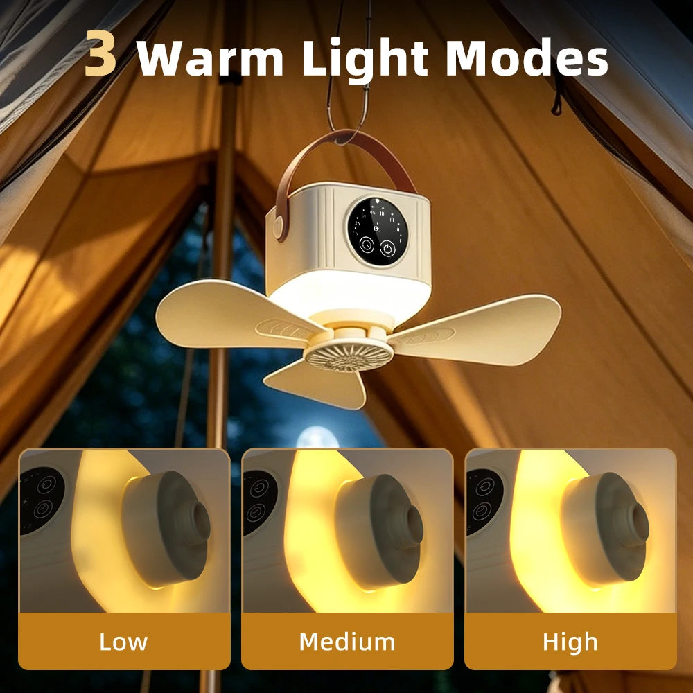 Portable Rechargeable Ceiling Fan with LED Light and Remote - 3