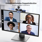 2K HD USB Webcam with Dual Microphones for Streaming and Video Calls