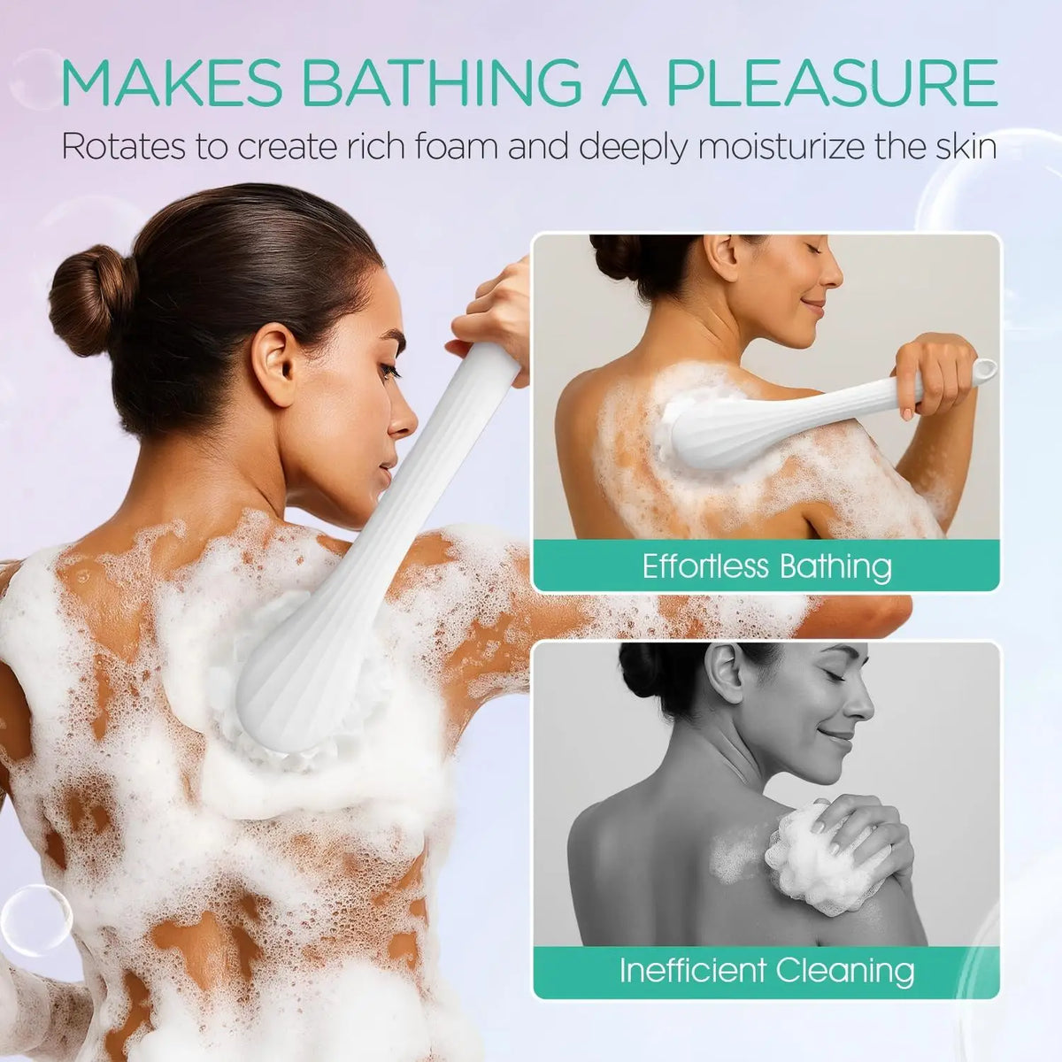 Electric Long Handle Body Brush for Shower and Exfoliation