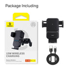 15W Fast Wireless Car Phone Charger with Automatic Clamp