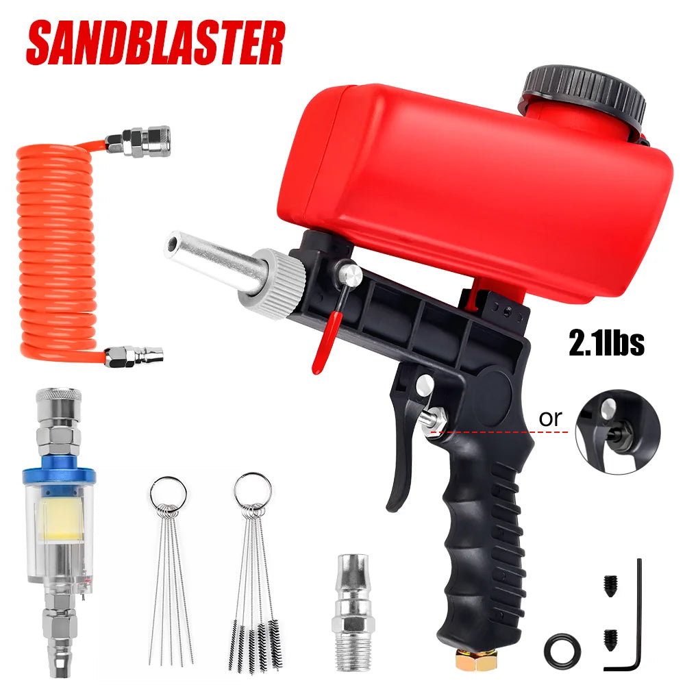 Portable 90PSI Pneumatic Gravity Feed Sandblasting Gun - 1