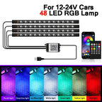48 LED RGB Car Interior Foot Light Kit with App and Remote Control