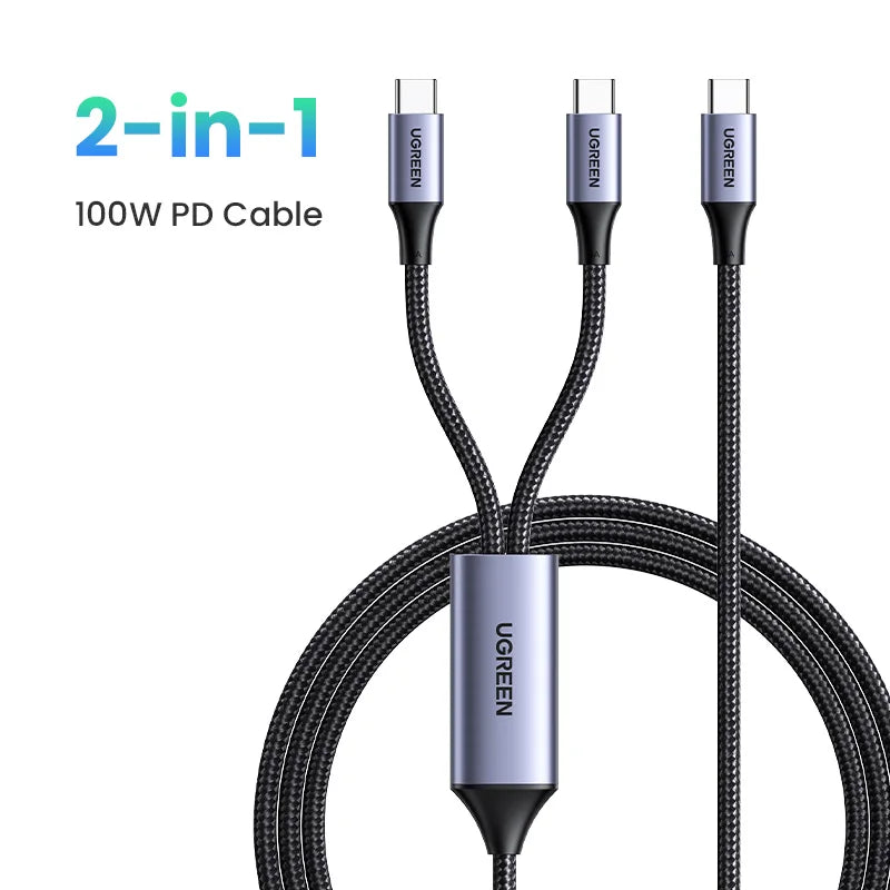 100W 2-in-1 USB-C Fast Charging Cable