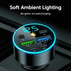 66W 5 Port Car Charger with 3 PD and 2 USB Ports and Starry Sky Lamp
