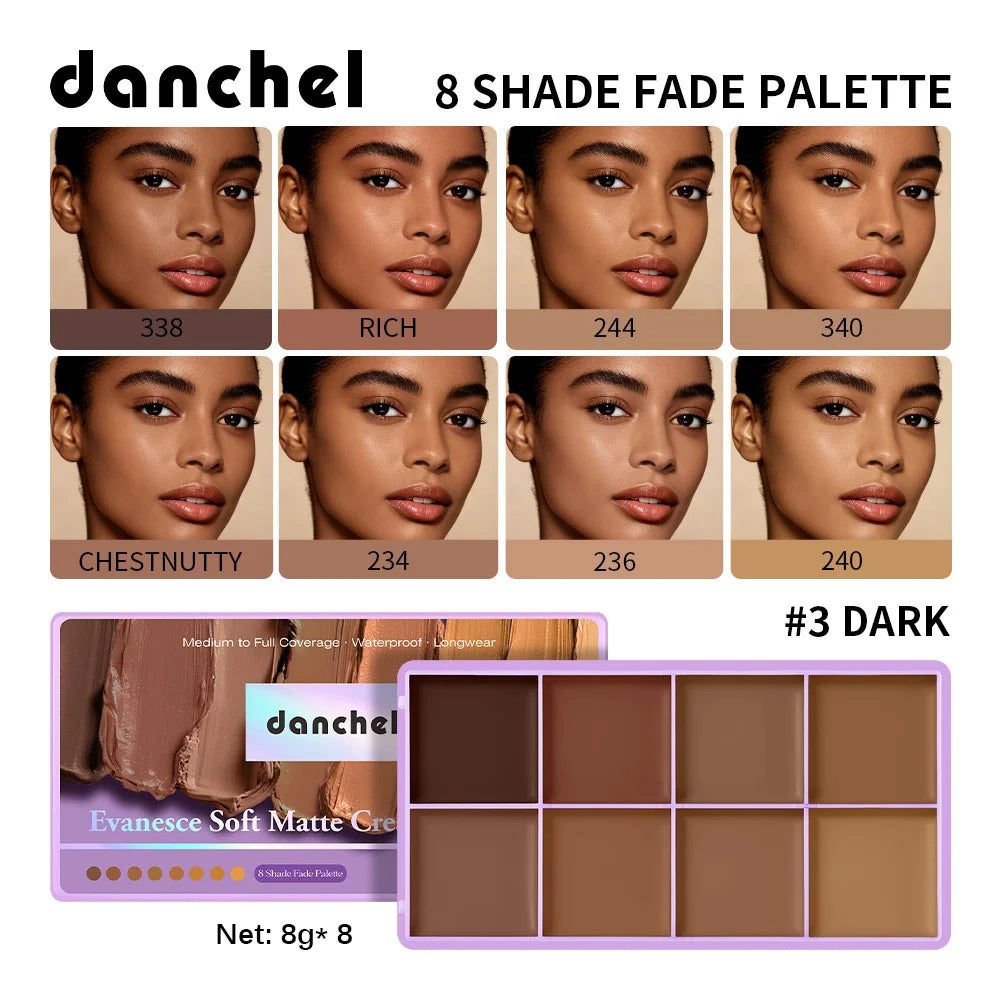 8-Shade Cream Concealer Palette for Full Coverage