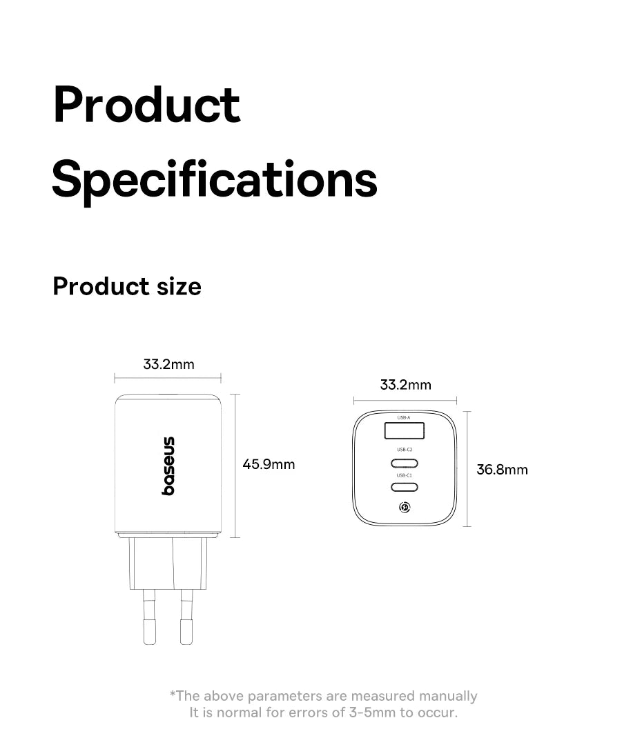 100W GaN Fast Wall Charger with 3 Ports for Laptops and Phones - 25
