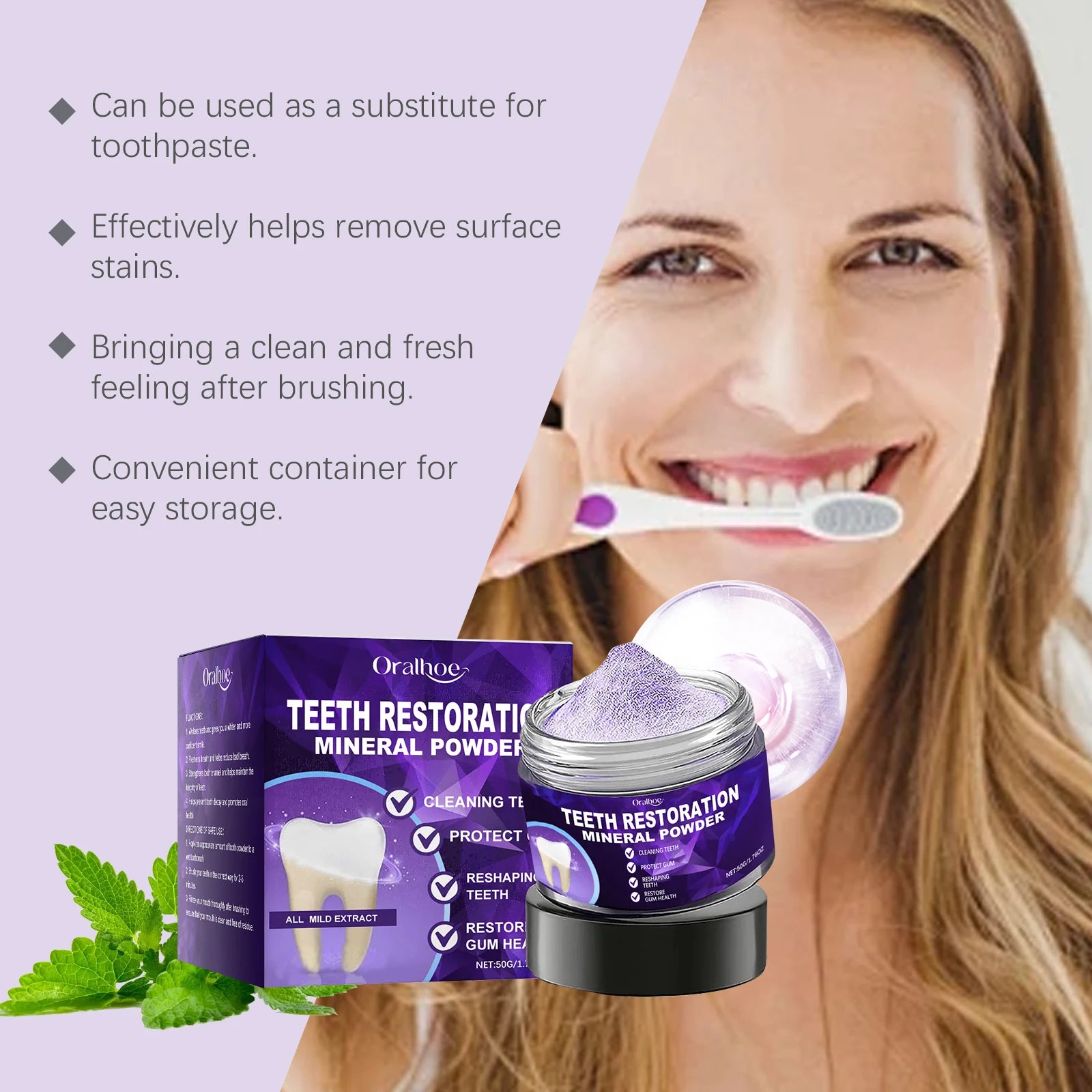 Purple Teeth Whitening and Enamel Restoration Powder - 5