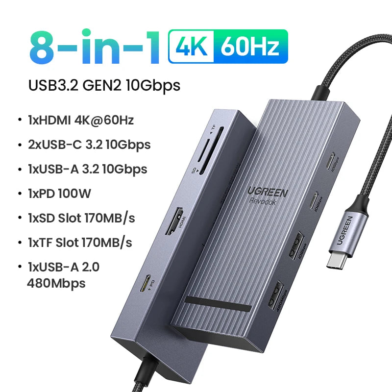8-in-1 USB-C Hub with 4K 60Hz HDMI and 100W PD Charging - 25