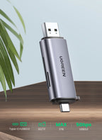 USB 3.0 and USB-C Dual Slot SD and TF Memory Card Reader